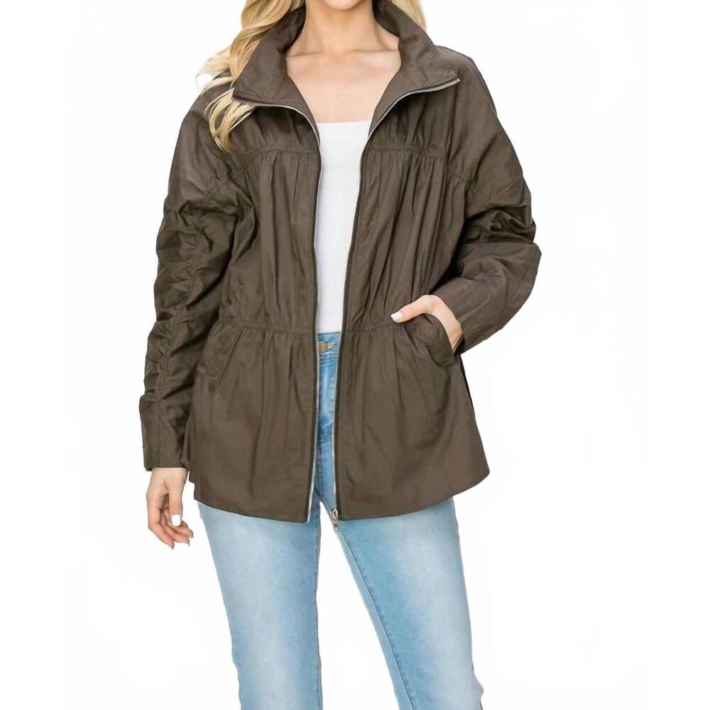 NEW JOH jaelle cotton poplin light weight jacket in dark olive - Picture 4 of 9